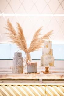 wedding photo - Modern Wedding Inspiration With A Pampas Grass Chandelier