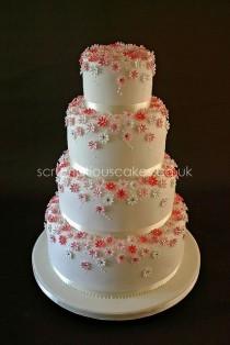 Wedding Cake (615) - Pink Daisies & Diamantes wedding photo - Wedding Cake (615) - Pink Daisies & Diamantes