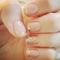 Golden French Manicure wedding photo - Golden French Manicure