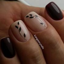 Dark Red and Nude Nail Art wedding photo - Dark Red and Nude Nail Art