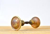 ANTIQUE BRASS DOORKNOB - Gold Patina Handle Entry Door Knob Metal Round Hardware Vintage Parisian Apartment French Cottage Shabby Chic wedding photo - ANTIQUE BRASS DOORKNOB - Gold Patina Handle Entry Door Knob Metal Round Hardware Vintage Parisian Apartment French Cottage Shabby Chic