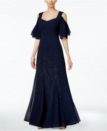 R & M Richards Embellished Cold-Shoulder Gown wedding photo - R & M Richards Embellished Cold-Shoulder Gown