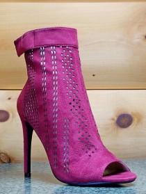 Cape Robbin Heidi Ankle Boot 5" Heel Cut-out FX Suede Peep Toe 6-11 Wine Red wedding photo - Cape Robbin Heidi Ankle Boot 5" Heel Cut-out FX Suede Peep Toe 6-11 Wine Red