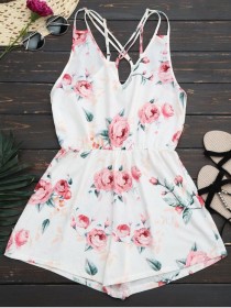Criss Cross Cami Floral Romper wedding photo - Criss Cross Cami Floral Romper