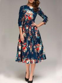 Printed Absorbing Crew Neck Skater-dressDC7E3138D751 wedding photo - Printed Absorbing Crew Neck Skater-dressDC7E3138D751
