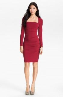 Nicole Miller Long Sleeve Matte Jersey Sheath Dress wedding photo - Nicole Miller Long Sleeve Matte Jersey Sheath Dress