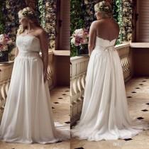 2016 Plus Size Backless Beach Wedding Dresses Lace Applique Strapless Bridal Gowns Sleeveless Long Sweep Train Chiffon Wedding Dress Short Wedding Gowns Simple Lace Wedding Dresses From Myweddingdress, $152.77 wedding photo - 2016 Plus Size Backless Beach Wedding Dresses Lace Applique Strapless Bridal Gowns Sleeveless Long Sweep Train Chiffon Wedding Dress Short Wedding Gowns Simple Lace Wedding Dresses From Myweddingdress, $152.77