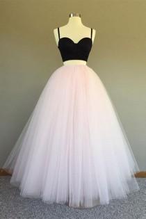 Pink Tulle Two Pieces Long Prom Dress, Sweetheart Party Dress From Sweetheart Dress wedding photo - Pink Tulle Two Pieces Long Prom Dress, Sweetheart Party Dress From Sweetheart Dress