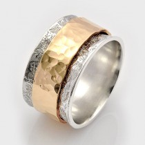 wedding photo -  Spinning wedding, Swivel Gold ring, Israeli rings, Prayer ring, Spinnable ring, Rotating gold ring, Wide rotating ring, Organic worry ring