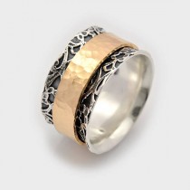 wedding photo -  Swivel silver ring, Rotating gold ring, Leaf worry ring, Israeli ring, Commitment ring, Meditation band, Worry ring, Anxiety ring