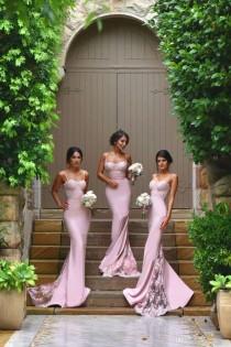 Cheap Spaghetti Straps Lace Satin Bridesmaid Dresses Skirt Train Lace Appliques Blush Pink Mermaid Cheap Prom Dresses Bodycon Evening Dresses As Low As $78.72, Also Buy Bridesmaid Gowns Burnt Orange Bridesmaid Dresses From Xzy1984316 wedding photo - Cheap Spaghetti Straps Lace Satin Bridesmaid Dresses Skirt Train Lace Appliques Blush Pink Mermaid Cheap Prom Dresses Bodycon Evening Dresses As Low As $78.72, Also Buy Bridesmaid Gowns Burnt Orange Bridesmaid Dresses From Xzy1984316