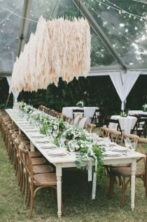 An Amazing Pampas Grass Chandelier Installation wedding photo - An Amazing Pampas Grass Chandelier Installation