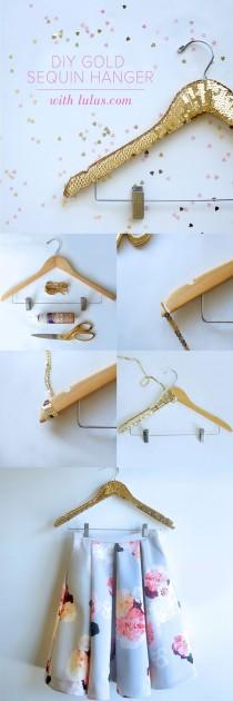 DIY Gold Sequin Hanger wedding photo - DIY Gold Sequin Hanger