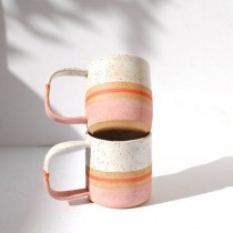 wedding photo - Handmade Ceramic Blush Stripe Mug