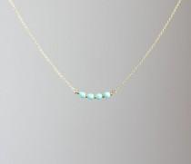 Delicate Everyday Fresh Mint Faceted Czech Beaded Gold Necklace Available In Gold Or Silver wedding photo - Delicate Everyday Fresh Mint Faceted Czech Beaded Gold Necklace Available In Gold Or Silver