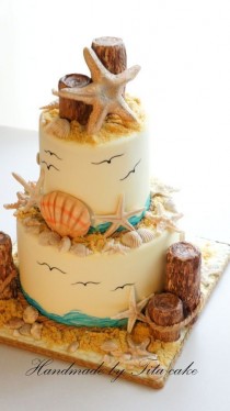 wedding photo - Beach Wedding Cake