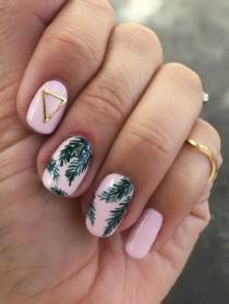 Tropical Palm Print Nail Art wedding photo - Tropical Palm Print Nail Art