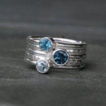 Deep Sea Stacking Rings, London Blue Topaz Swiss Blue Topaz Aquamarine, Sterling Silver, Set Of Five, Stackable Rings, Stack, Gemstone Jewel wedding photo - Deep Sea Stacking Rings, London Blue Topaz Swiss Blue Topaz Aquamarine, Sterling Silver, Set Of Five, Stackable Rings, Stack, Gemstone Jewel
