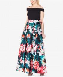 Tahari Asl Off-The-Shoulder A-Line Gown wedding photo - Tahari Asl Off-The-Shoulder A-Line Gown