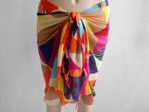 Rainbow Sarong, Bikini skirt, Swimsuit coverup, Beach cover up, Pareo sarong wrap, Summer scarf, Rainbow Pareo, Cotton Sarong, Pool Cover wedding photo - Rainbow Sarong, Bikini skirt, Swimsuit coverup, Beach cover up, Pareo sarong wrap, Summer scarf, Rainbow Pareo, Cotton Sarong, Pool Cover