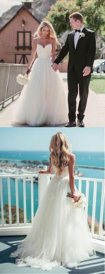 Pretty Wedding Dresses,Spaghetti Straps A-line Tulle Ivory Wedding Dresses,Summer Wedding Dresses,Beach Wedding Dresses,2018 Bridal Gown From SIMIBRIDALDRESS wedding photo - Pretty Wedding Dresses,Spaghetti Straps A-line Tulle Ivory Wedding Dresses,Summer Wedding Dresses,Beach Wedding Dresses,2018 Bridal Gown From SIMIBRIDALDRESS