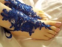 wedding photo -  Beach Wedding Barefoot Sandals, Royal Blue Bridesmaids Barefoot Sandals, Anklets | eBay