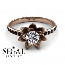 14k Rose Gold Engagement Ring Solitaire engagement ring Rose Gold Diamond Ring Lotus Flower Ring Rose gold Engagement Ring - Lotus wedding photo - 14k Rose Gold Engagement Ring Solitaire engagement ring Rose Gold Diamond Ring Lotus Flower Ring Rose gold Engagement Ring - Lotus