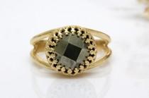 Pyrite ring,delicate ring,gemstone ring,faceted pyrite jewelry,bridesmaid rings,gold ring wedding photo - Pyrite ring,delicate ring,gemstone ring,faceted pyrite jewelry,bridesmaid rings,gold ring