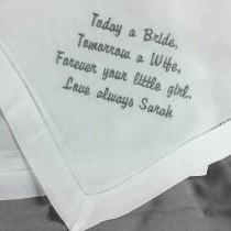 Custom for Kelcey IVORY Mens Personalized Wedding Handkerchief from the Bride to her Father Ivory Pocket Square HM403 wedding photo - Custom for Kelcey IVORY Mens Personalized Wedding Handkerchief from the Bride to her Father Ivory Pocket Square HM403