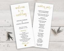 Gold Wedding Program Template, Order of Ceremony Printable, Wedding Ceremony Program Gold, DIY Wedding Program Calligraphy, Wedding Party wedding photo - Gold Wedding Program Template, Order of Ceremony Printable, Wedding Ceremony Program Gold, DIY Wedding Program Calligraphy, Wedding Party