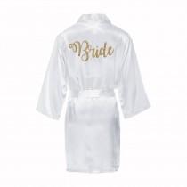 Satin Bridal Robe with gold glitter, Satin Bride Robe, White satin bride robe, gold glitter bride robe, wedding day robe, bridal kimono robe wedding photo - Satin Bridal Robe with gold glitter, Satin Bride Robe, White satin bride robe, gold glitter bride robe, wedding day robe, bridal kimono robe