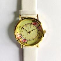 Floral Watch, Women Watches, Watches For Women, Gifts For Women, Vintage Style Leather Watch, Boyfriend Watch, Women's Watch, Ladies Watch wedding photo - Floral Watch, Women Watches, Watches For Women, Gifts For Women, Vintage Style Leather Watch, Boyfriend Watch, Women's Watch, Ladies Watch