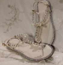 Ivory Wedding Sandals Ivory Bridal Sandals with Pearls and Crystals Destination Wedding Sandals Beach Wedding Sandals Beach Wedding Shoes wedding photo - Ivory Wedding Sandals Ivory Bridal Sandals with Pearls and Crystals Destination Wedding Sandals Beach Wedding Sandals Beach Wedding Shoes