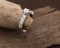 On sale!!! Diamond Engagement Ring 1.30 ct-14K white Gold-Promise ring-diamond engagement ring-Anniversary ring- Art nouveau engagement ring wedding photo - On sale!!! Diamond Engagement Ring 1.30 ct-14K white Gold-Promise ring-diamond engagement ring-Anniversary ring- Art nouveau engagement ring