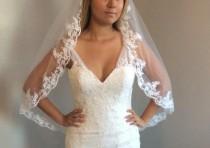 Bridal veil with comb, white veil, ivory veil, lace veil wedding photo - Bridal veil with comb, white veil, ivory veil, lace veil