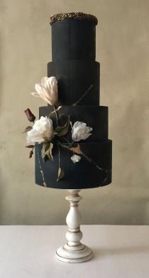 20 Black Wedding Cakes That Add Goth-Inspired Flair To A Special Affair wedding photo - 20 Black Wedding Cakes That Add Goth-Inspired Flair To A Special Affair