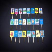Set of 24 Loteria Card Cupcake Toppers wedding photo - Set of 24 Loteria Card Cupcake Toppers
