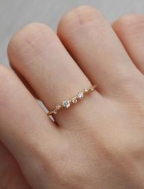 Diamond Cluster Ring Twig Engagement Ring Floral Unique Wedding Band Snowflake Yellow Gold Dainty Flower Mini Tiny Anniversary Promise gift wedding photo - Diamond Cluster Ring Twig Engagement Ring Floral Unique Wedding Band Snowflake Yellow Gold Dainty Flower Mini Tiny Anniversary Promise gift