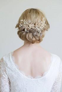 Gold Hair Comb, Gold or Silver Hair Vine, Rose gold hair vine, Gold headpiece, Gold leaf comb, Rose gold comb wedding photo - Gold Hair Comb, Gold or Silver Hair Vine, Rose gold hair vine, Gold headpiece, Gold leaf comb, Rose gold comb