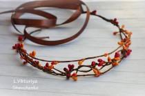 Fall flower crown Bridal hair vine Headpiece Vine Hair Crown Autumn Orange hair crown Autumn wedding crown Hair Wreath Bridal Flower LV12 wedding photo - Fall flower crown Bridal hair vine Headpiece Vine Hair Crown Autumn Orange hair crown Autumn wedding crown Hair Wreath Bridal Flower LV12