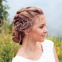 Bridal Hair Vine-Wedding hair vine-Rose gold hair vine - Long hair vine- Ivory Pearl hair vine-Bohemian bridal headpiece-Hair vine for bride wedding photo - Bridal Hair Vine-Wedding hair vine-Rose gold hair vine - Long hair vine- Ivory Pearl hair vine-Bohemian bridal headpiece-Hair vine for bride