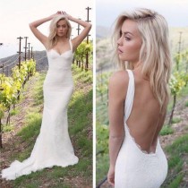 Backless Sweetheart Mermaid Lace Sexy Long Wedding Dresses, WG656 wedding photo - Backless Sweetheart Mermaid Lace Sexy Long Wedding Dresses, WG656