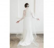 Classic Single Tier 1T Simple Raw Edge Bridal Chapel Length Wedding Veil - Available in White or Ivory wedding photo - Classic Single Tier 1T Simple Raw Edge Bridal Chapel Length Wedding Veil - Available in White or Ivory