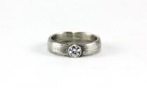 White Sapphire Brush Texture Ring Band - Anniversary Engagement Promise Ring - Sterling Silver, 14k Palladium White Gold, Yellow, Rose Gold wedding photo - White Sapphire Brush Texture Ring Band - Anniversary Engagement Promise Ring - Sterling Silver, 14k Palladium White Gold, Yellow, Rose Gold