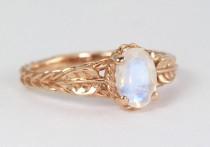 Moonstone Ring, Rose Gold Leaves Ring With Moonstone, Antique Leaf Moonstone Ring, Rose Gold Twisted Rope And Leaf Moonstone Ring wedding photo - Moonstone Ring, Rose Gold Leaves Ring With Moonstone, Antique Leaf Moonstone Ring, Rose Gold Twisted Rope And Leaf Moonstone Ring