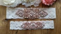 Sale -Wedding Garter and Toss Garter-Crystal Rhinestone with Rose Gold Details - Ivory Garter Set - Style G20903RG wedding photo - Sale -Wedding Garter and Toss Garter-Crystal Rhinestone with Rose Gold Details - Ivory Garter Set - Style G20903RG