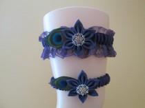 Plum Purple Wedding Garter Set, Peacock Garters, Purple Lace Garters, Eggplant Purple Bridal Garter, Rustic Garters, Country Bride wedding photo - Plum Purple Wedding Garter Set, Peacock Garters, Purple Lace Garters, Eggplant Purple Bridal Garter, Rustic Garters, Country Bride