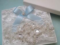 White Lace Wedding Garter Set, Rustic Lace Bridal Garter, White Lace Prom Garters, Rhinestones, Something Blue, Rustic- Country Bride wedding photo - White Lace Wedding Garter Set, Rustic Lace Bridal Garter, White Lace Prom Garters, Rhinestones, Something Blue, Rustic- Country Bride