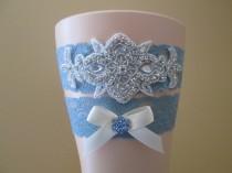 Something Blue Wedding Garter Set, Dusty Blue Bridal Garter, Powder Blue Lace Garters w/ Bling, Slate Blue, Rustic- Vintage-Country Bride wedding photo - Something Blue Wedding Garter Set, Dusty Blue Bridal Garter, Powder Blue Lace Garters w/ Bling, Slate Blue, Rustic- Vintage-Country Bride