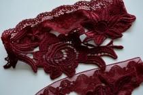 Burgundy Garter, Garter For Brides, Maroon Garter, Bridal Garter, Red Garter Set, Lace Garter Belt, Red Garters, Bridal Garter Set, Garter wedding photo - Burgundy Garter, Garter For Brides, Maroon Garter, Bridal Garter, Red Garter Set, Lace Garter Belt, Red Garters, Bridal Garter Set, Garter